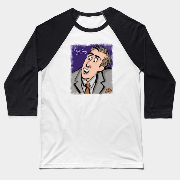 Nic cage creepy face Baseball T-Shirt by Jang andong